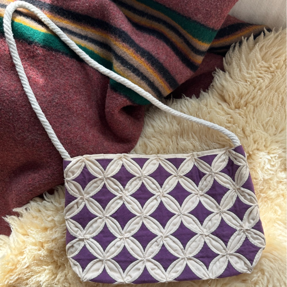 Vintage patchwork cathedral point quilt  Shoulder Bag purple handmade purse